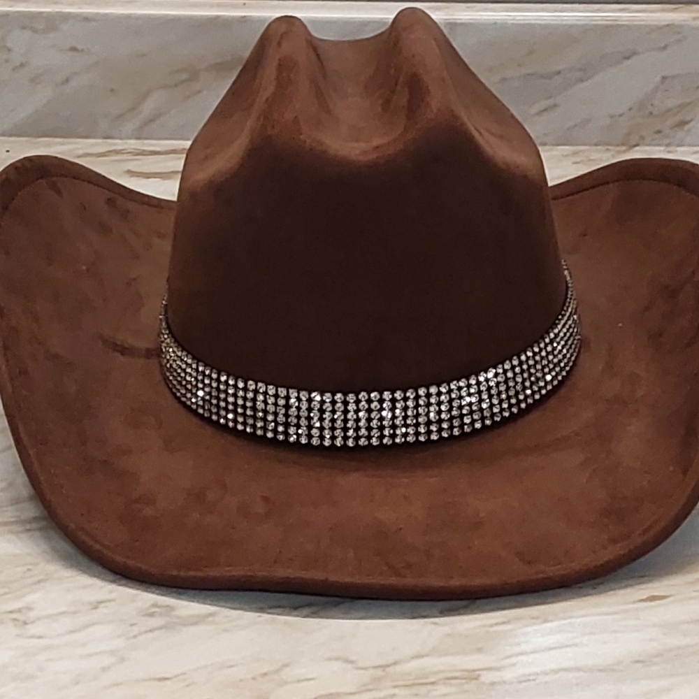 Brown Cowboy Hat with Rhinestone Band